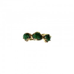 Bague ajustable Or - Trois pierres Sillimanites vertes ovales Bague ajustable Or - Trois pierres Sillimanites vertes ovales