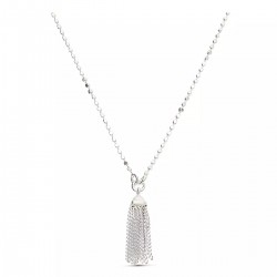 Collier sautoir chaîne fine en argent - Pompons chaînes - DORIANE Bijoux