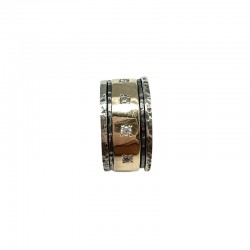 Bague Tube Anneaux LA RAFFINEE Or & Argent - Zircons carrés TAILLE 56