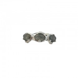 Bague ajustable en Argent - Trois pierres Labradorites ovales