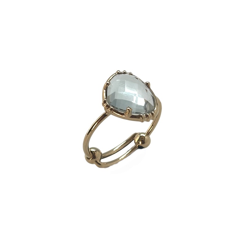 Bague ajustable Or - Pierre Cristal de rohe moyenne - Au Fil De Lo Bague ajustable Or - Pierre Cristal de rohe moyenne - Au Fil De Lo