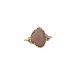 Bague ajustable Or - Pierre de Lune nude moyenne - Au Fil De Lo