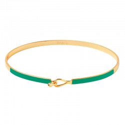 Bracelet jonc fermé fin LILY - Email vert menthe doré - BLANGLE UP