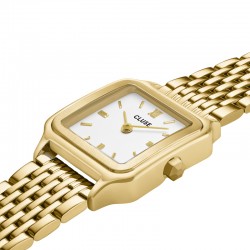 Montre Gracieuse Petite Steel White, Gold color, cadran carré & bracelet oyster