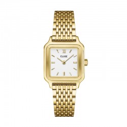 Montre Gracieuse Petite Double Steel White, Gold color, cadran carré & bracelet oyster - CLUSE