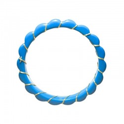 Bracelet Jonc pétales SUZON BLEU MOSAIQUE & Fil doré