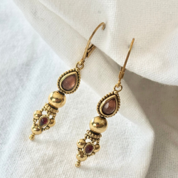 Boucles d'oreilles dormeuses JASMINE GOUTTE Or - Tourmalines & Grenats