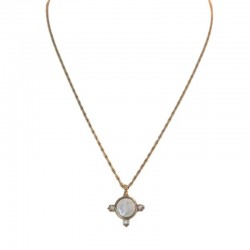 Collier court doré RHAENIRA Or - Médaillon trèfle Nacres LA2L