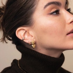 Boucles d'oreilles double Coeurs pendants LOUISON Or