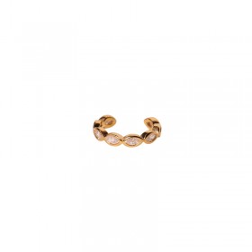 Bague d'oreille Earcuff SUZI - Anneau fin doré & Zircons blancs WAEKURA