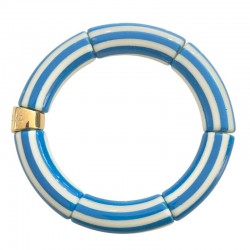 Bracelet jonc élastiqué RIVIERA TURQUESA 1- Rayé bleu & blanc - PARABAYA