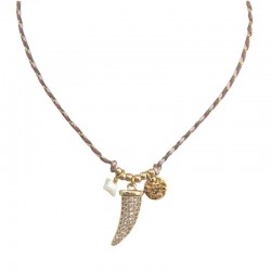 Collier court Cordon rose doré - Médailles & Dent - JORGINA