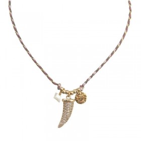 Collier court Cordon rose doré - Médailles & Dent - JORGINA