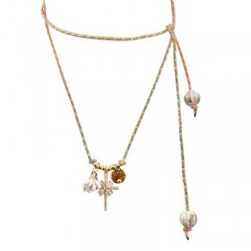 Collier sautoir Cordon rose doré - Médailles & Croix - JORGINA