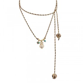 Collier sautoir Cordon beige taupe doré à nouer - Perle, oeil & Hibou JORGINA