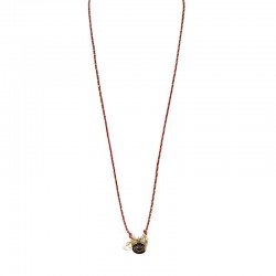 Collier sautoir Cordon rouge doré à nouer - Coquillage & Oeil protecteur