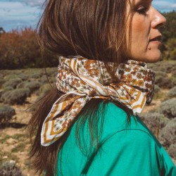 Foulard en voile de coton - FLORES BOIS DE ROSE - Gabrielle Paris