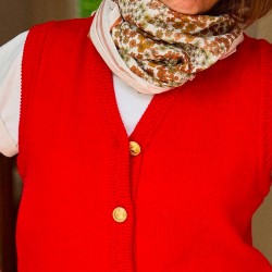 Foulard en voile de coton - FLORES BOIS DE ROSE