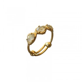 Bague ajustable Or - Trois pierres en Quartz rutile or - Au Fil de Lo