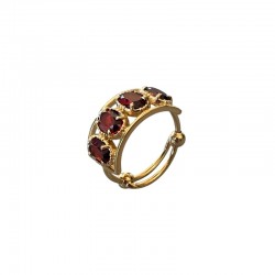 Bague ajustable Or - Quatre pierres Grenat ovales