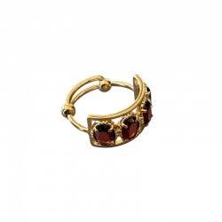 Bague ajustable Or - Quatre pierres Grenat ovales