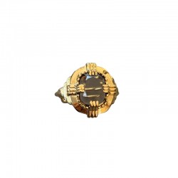 Bague ajustable Or - Pierre Quartz fumé rectangle - Au Fil de Lo