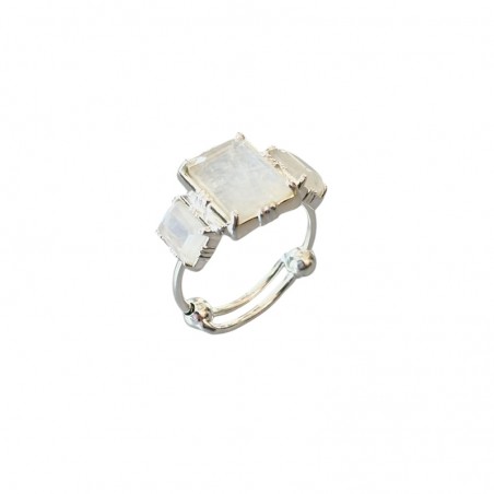 Bague En Argent 925 Avec 3 Pierres Multicolores - Référence BA-AR-274, Taille 53, Neuf Avec étiquettes