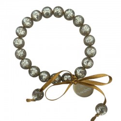 Bracelet élastiqué Perles Résine DORE PAILLETE et ruban satin - S ZOE BONBON
