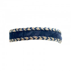 Bracelet VELVET MAYS Blue and Gold - Velours & Fils d'or tressés argent doré
 - Maaÿaz
