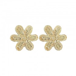 Boucles d'oreilles puces FLEUR ECRU - Marguerite en raphia - Feeka