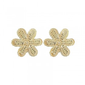 Boucles d'oreilles puces FLEUR ECRU - Marguerite en raphia - Feeka