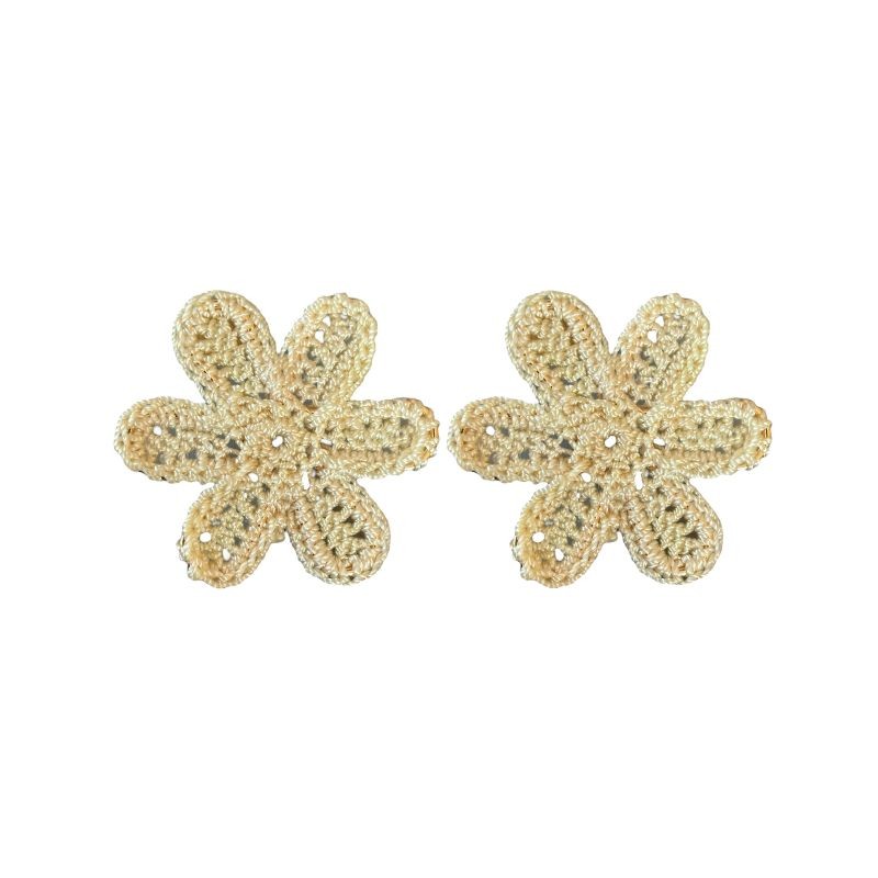 Boucles d'oreilles puces FLEUR ECRU - Marguerite en raphia - Feeka