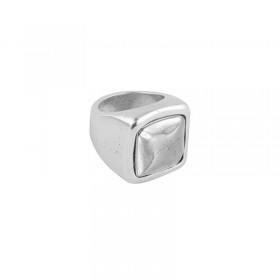 Bague large KUBIK Métal - Chevalière carrée & Verre de Murano - Ciclon