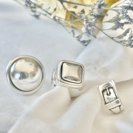 Bague large KUBIK Métal Chevalière carrée TAILLE 57