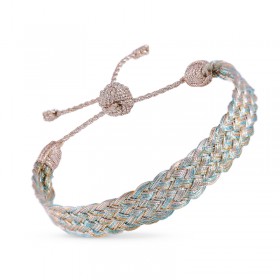 Bracelet BOX 1 Peach Rose Gold Amber Cyan - fils d'or tressés - Maaÿaz