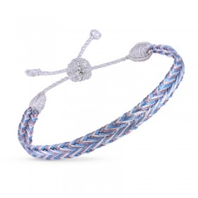 Bracelet Mini Arrow 2 Silver Blue Parma - fils d'or tressés - Maaÿaz