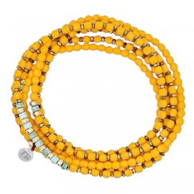 Collier & Bracelet TIYA ABRICOT 6 tours - Perles de Bohème orange - TÊTES BLONDES