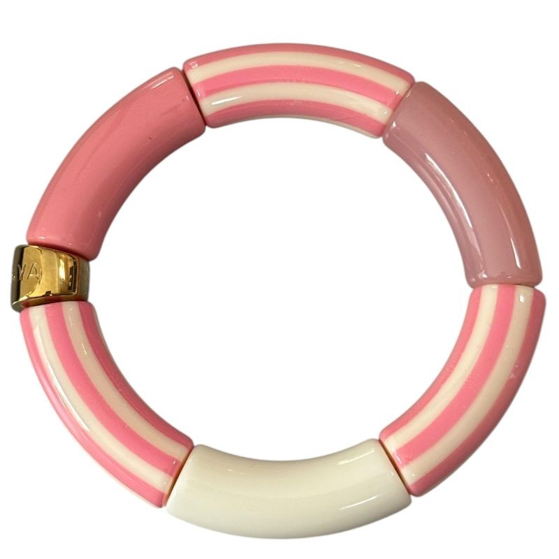 Bracelet jonc élastiqué RIVIERA ROSANDO 3 - Mix unis rayés rose & blanc - PARABAYA Bracelet jonc élastiqué RIVIERA ROSANDO 3 - Mix unis rayés rose & blanc - PARABAYA