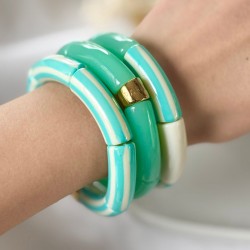Bracelet jonc élastiqué RIVIERA LAGON 2 - Vert uni brillant