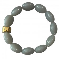 Bracelet élastiqué BOMBOM CINZA - Perles pastilles bombées grises - PARABAYA