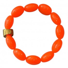 Bracelet élastiqué BOMBOM LARANJA - Perles pastilles bombées orange fluo PARABAYA