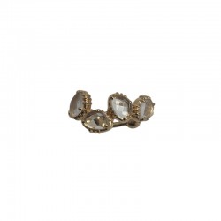 Bague ajustable en Or - Quatre pierres Cristal de Roche ovales - Au Fil De Lo