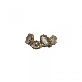 Bague ajustable en Or - Quatre pierres Cristal de Roche ovales - Au Fil De Lo