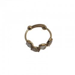 Bague ajustable Or - Quatre pierres Cristal de Roche ovales