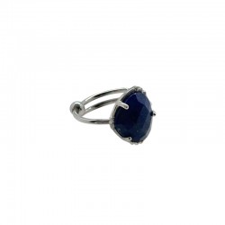 Bague ajustable en Argent - Pierre Lapis Lazuli moyenne