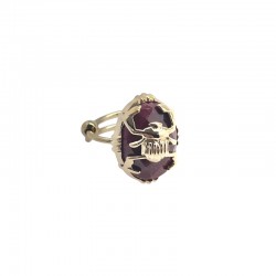 Bague ajustable PETIT SCARABEE Or - Pierre de Silimanite rouge