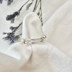 Bague ajustable en argent - Grosse Pierre de Quartz fraise