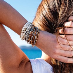 Collier & Bracelet SAND VANILLE SLIM 3 tours - Miyuki miel, vanille, caramel