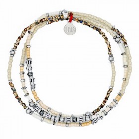 Collier & Bracelet SAND VANILLE SLIM 3 tours - Perles de Miyuki miel, vanille, caramel TETES BLONDES