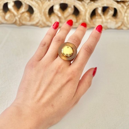 Bague En Argent Massif 925 Avec Cabochon En Ambre Véritable - Taille 57, Bon état